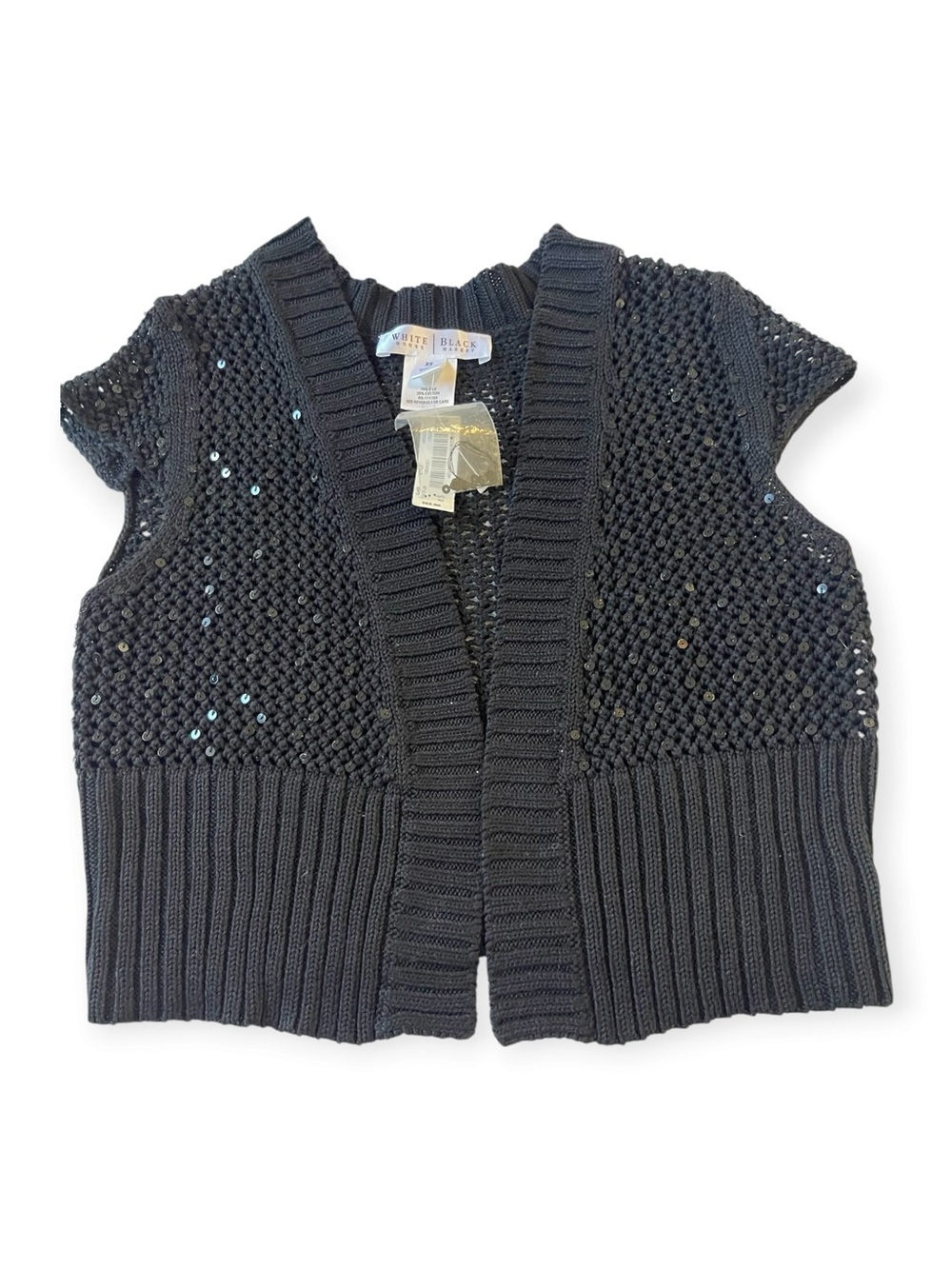 White House Black Market Silk-Blend Crochet Sequin Bolero Shrug Cardigan Size XS